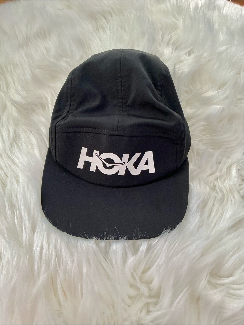 Hoka One One Performance Adjustable Running Black Cap with White Logo